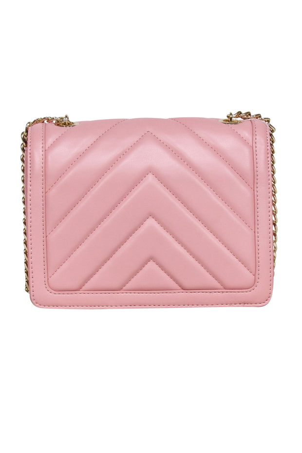 Current Boutique-Love Moschino - Pink Faux Leather Heart Stud Crossbody Bag