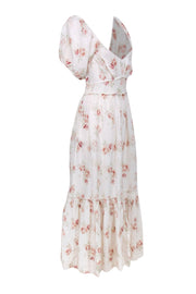 Current Boutique-LoveShackFancy - Ivory Pink & Maroon Floral Print Maxi Dress Sz 8