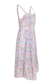 Current Boutique-LoveShackFancy - Light Blue Floral Print Pleated Midi Dress Sz 6