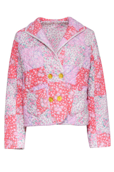 Current Boutique-LoveShackFancy - Pink Patchwork Floral Jacket Sz S