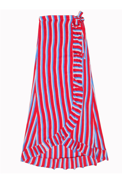 Current Boutique-Lovers & Friends - Red, White & Blue Stripe Wrap Maxi Skirt Sz S