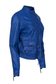 Current Boutique-Lucky Brand - Cobalt Blue Lamb Leather Jacket Sz L