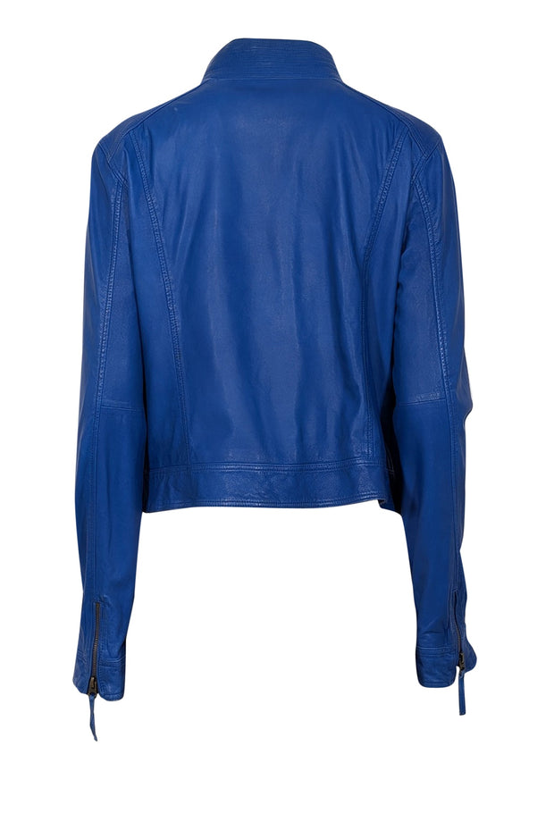 Current Boutique-Lucky Brand - Cobalt Blue Lamb Leather Jacket Sz L