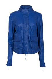 Current Boutique-Lucky Brand - Cobalt Blue Lamb Leather Jacket Sz L