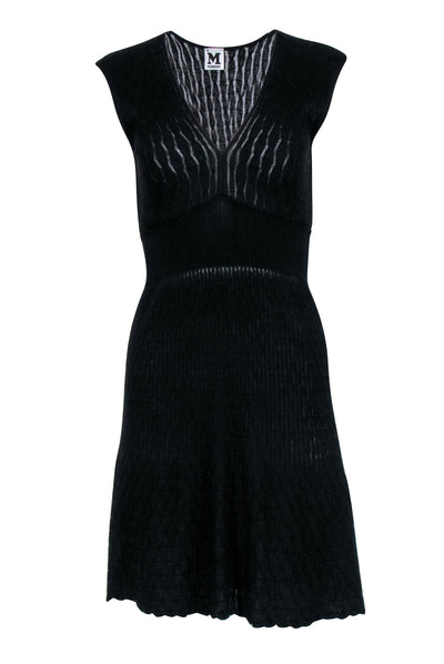 Current Boutique-M Missoni - Black Knit V-Neckline Cap Sleeve Dress Sz 4