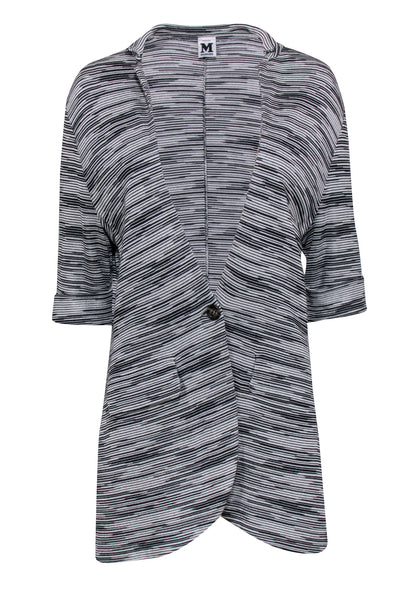 Current Boutique-M Missoni - Black & White Knit Print Single Button Short Sleeve Jacket Sz M