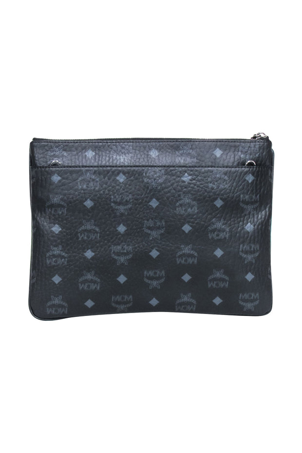 Current Boutique-MCM - Black Leather Medium Visetos Pouch Shoulder Bag