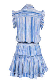 Current Boutique-MISA Los Angeles - Blue & Cream Print Ruffled Tiered Mini Dress Sz S