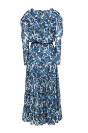 Current Boutique-MISA Los Angeles - Blue, Green, & White Floral Print Maxi Dress Sz M