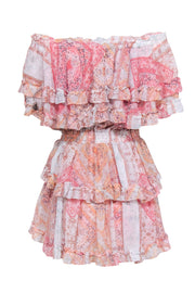 Current Boutique-MISA Los Angeles - Orange, Pink, & Multi Color Print Tiered Dress Sz M