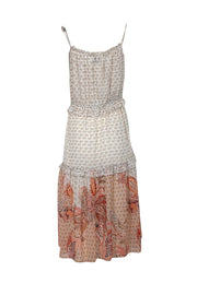 Current Boutique-MISA Los Angeles - Pink, Ivory, & Peach Paisley Print Ruffled Midi Dress Sz M