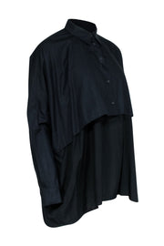 Current Boutique-MM6 Mason Margiela - Black Long Sleeve Double Layer Button Down Shirt Sz M