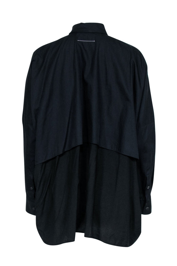 Current Boutique-MM6 Mason Margiela - Black Long Sleeve Double Layer Button Down Shirt Sz M