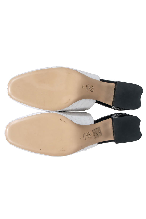 Current Boutique-M. Gemi - White & Black Snake Textured Mule Shoes Sz 10
