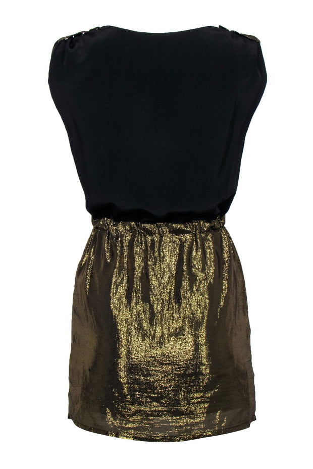 Current Boutique-Madison Marcus - Gold Metallic Sleeveless Drawstring Dress Sz XS