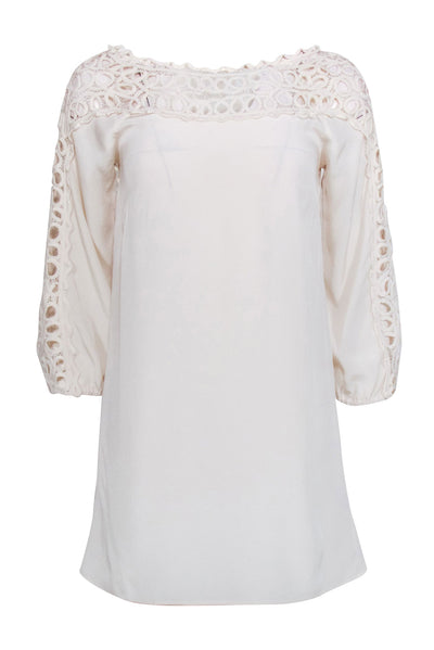 Current Boutique-Madison Marcus - Ivory Tunic Dress w/ Eyelet Trim Sz XS