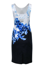 Current Boutique-Maeve - Black Contrast Sheath Dress w/ Blue Floral Print Sz 4