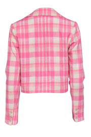 Current Boutique-Maeve - Pink & Cream Plaid Double Breasted Crop Blazer Sz XS