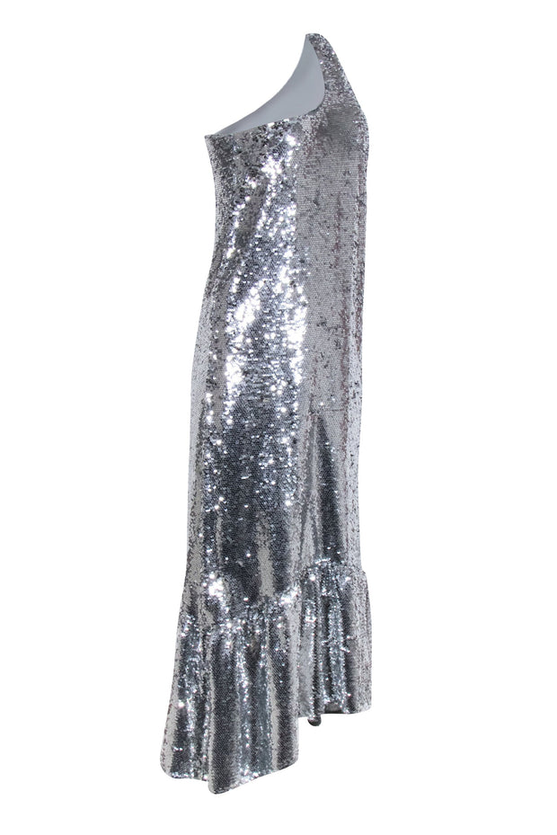 Current Boutique-Maeve - Silver Sequin One Shoulder Formal Dress Sz XS