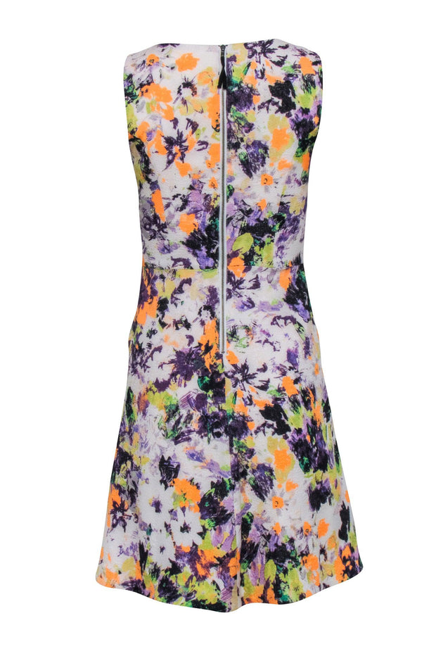 Current Boutique-Maeve - White w/ Orange, Purple, and Green Abstract Floral Print Dress Sz 0