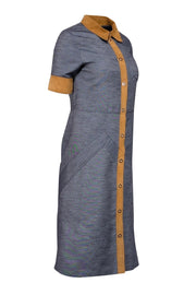 Current Boutique-Maison Martin Margiela - Grey Chambray Denim w/ Tan Suede Trim Dress Sz 4