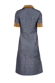 Current Boutique-Maison Martin Margiela - Grey Chambray Denim w/ Tan Suede Trim Dress Sz 4