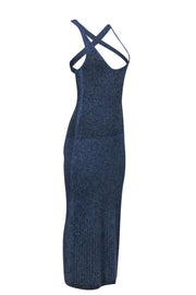 Current Boutique-Maison Ullens - Blue, White, & Olive Speckled Rib Knit Midi Dress Sz M