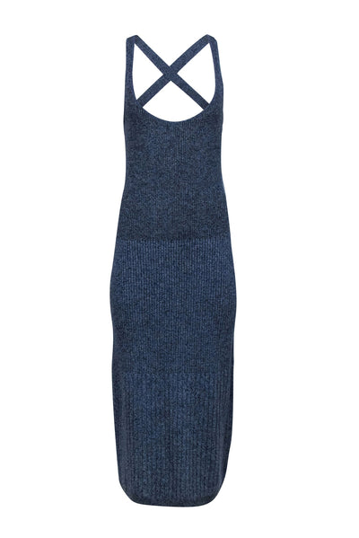Current Boutique-Maison Ullens - Blue, White, & Olive Speckled Rib Knit Midi Dress Sz M