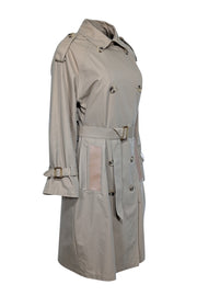 Current Boutique-Maje - Beige Double Breasted Trench Coat w/ Leather Trims Sz S