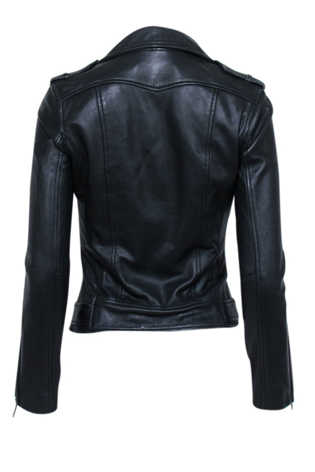 Current Boutique-Maje - Black Lamb Leather Moto Zip Jacket Sz 4