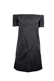 Current Boutique-Maje - Black Satin Off The Shoulder Dress Sz 4