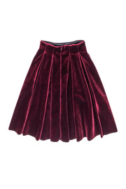 Current Boutique-Maje - Burgundy Velvet Pleated Skirt Sz 4