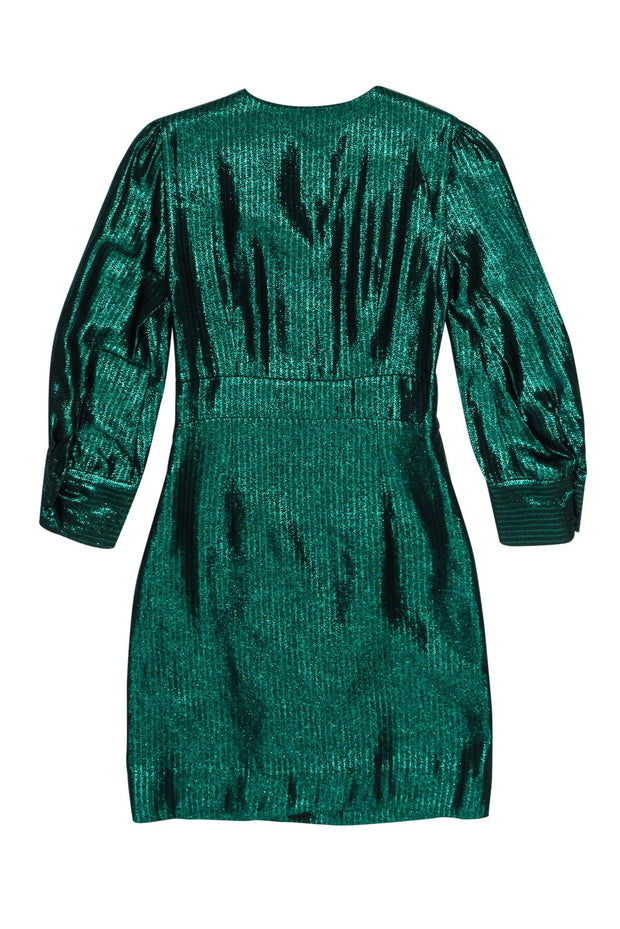 Current Boutique-Maje - Green Metallic Long Sleeve Dress Sz 2