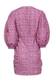 Current Boutique-Maje - Pink Floral Print Eyelet "Ryad" Balloon Sleeve Minidress Sz 6