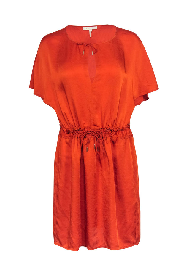 Current Boutique-Maje - Rust Orange Satin Waist Tie Dress Sz L