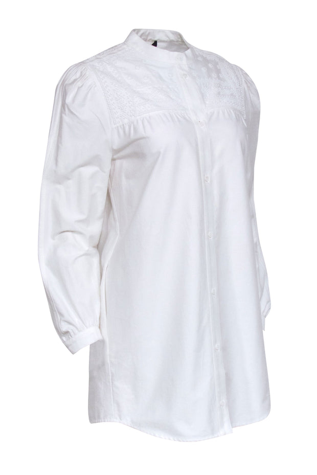 Current Boutique-Maje - White Beaded Shoulder Shirt Dress Sz 4