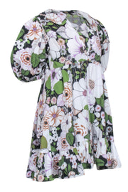 Current Boutique-Maje - White & Green Floral Print "Rafleur" Mini Dress Sz 6