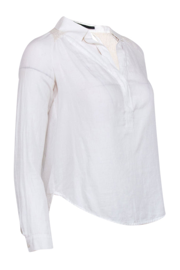 Current Boutique-Maje - White Long Sleeve Key Hole Back Shirt Sz 4