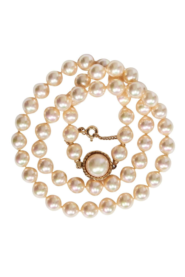 Current Boutique-Majorica - Ivory Pearl Sterling Silver Gold Plated Necklace