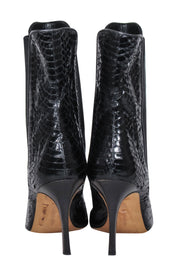 Current Boutique-Manolo Blahnik - Black Snakeskin Heeled Short Boots Sz 11.5