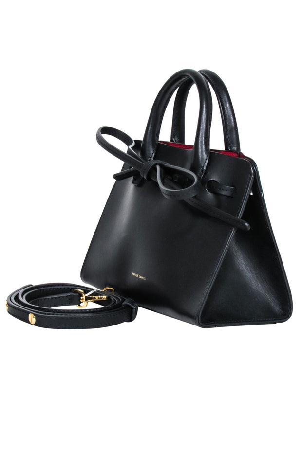 Current Boutique-Mansur Gavriel - Black Italian Vegetable Tanned Leather "Mini Mini Sun" Bag