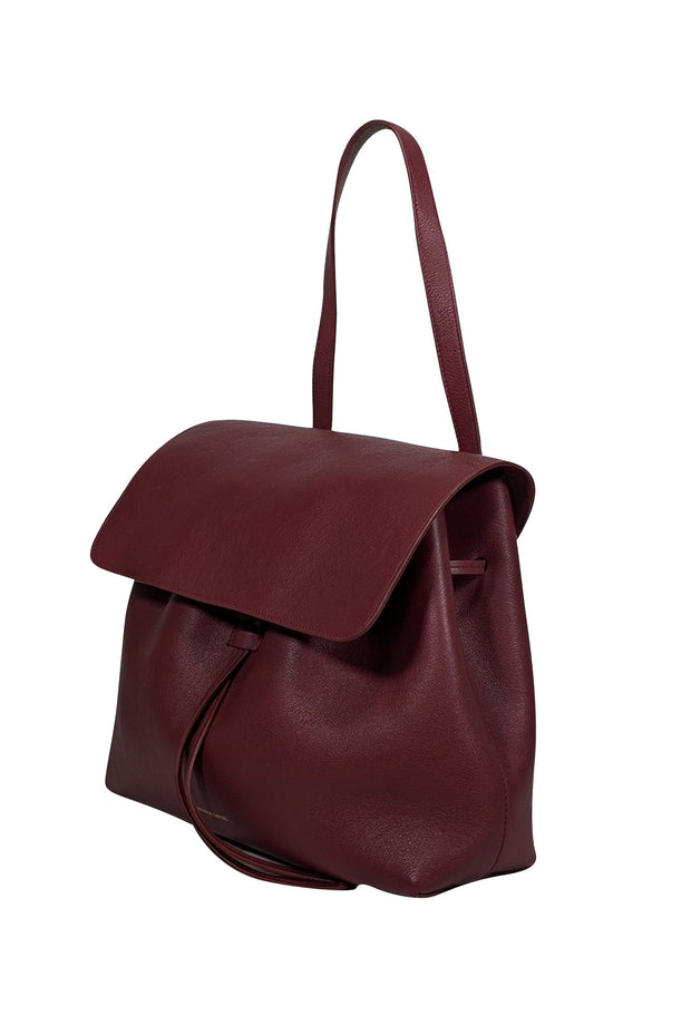 Current Boutique-Mansur Gavriel - Wine Red Pebbled Leather Shoulder Bag