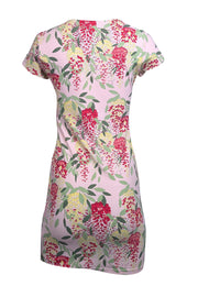 Current Boutique-Manuel Canovas - Pink w/ Red & Green Floral Print Fitted Mini Dress Sz 6/8