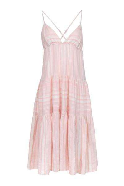 Mara Hoffman - Light Pink & Ivory Striped Cotton Midi Dress Sz L