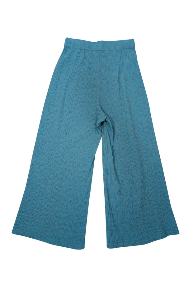 Current Boutique-Mara Hoffman Swim - Turquoise & Beige Striped Cotton Gauze Pants Sz M