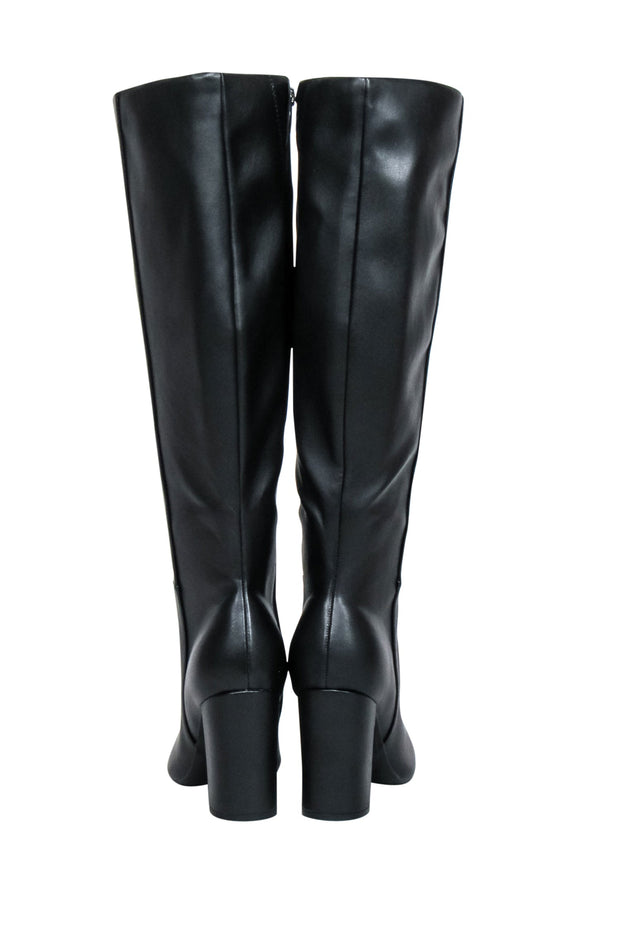 Current Boutique-Marc Fisher - Black Faux Leather Tall Heel Boots Sz 9.5