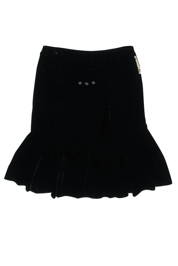 Current Boutique-Marc Jacobs - Black Velour w/ Beaded & Sequin Waist Embellished Skirt Sz 10