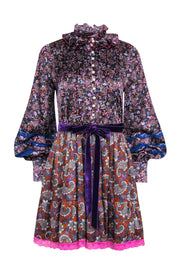 Current Boutique-Marc Jacobs - Blue & Purple Print Pearl Button Dress Sz 4