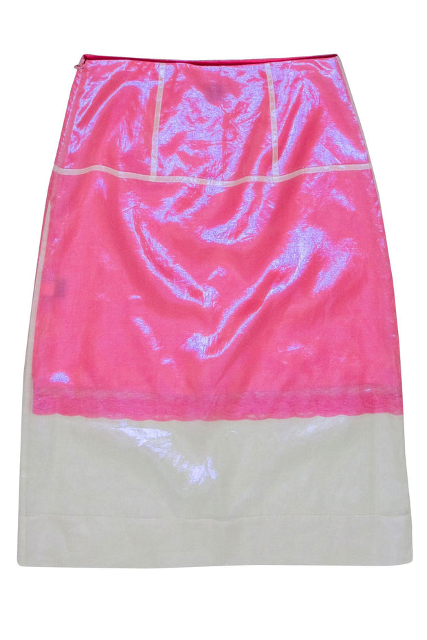 Current Boutique-Marc Jacobs - Bubble Gum Pink w/ Sheer Iridescent Overlay Skirt Sz 4