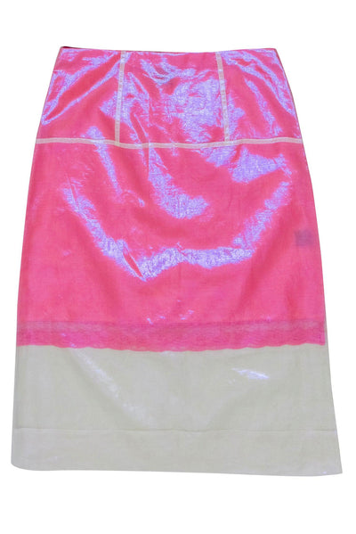 Current Boutique-Marc Jacobs - Bubble Gum Pink w/ Sheer Iridescent Overlay Skirt Sz 4